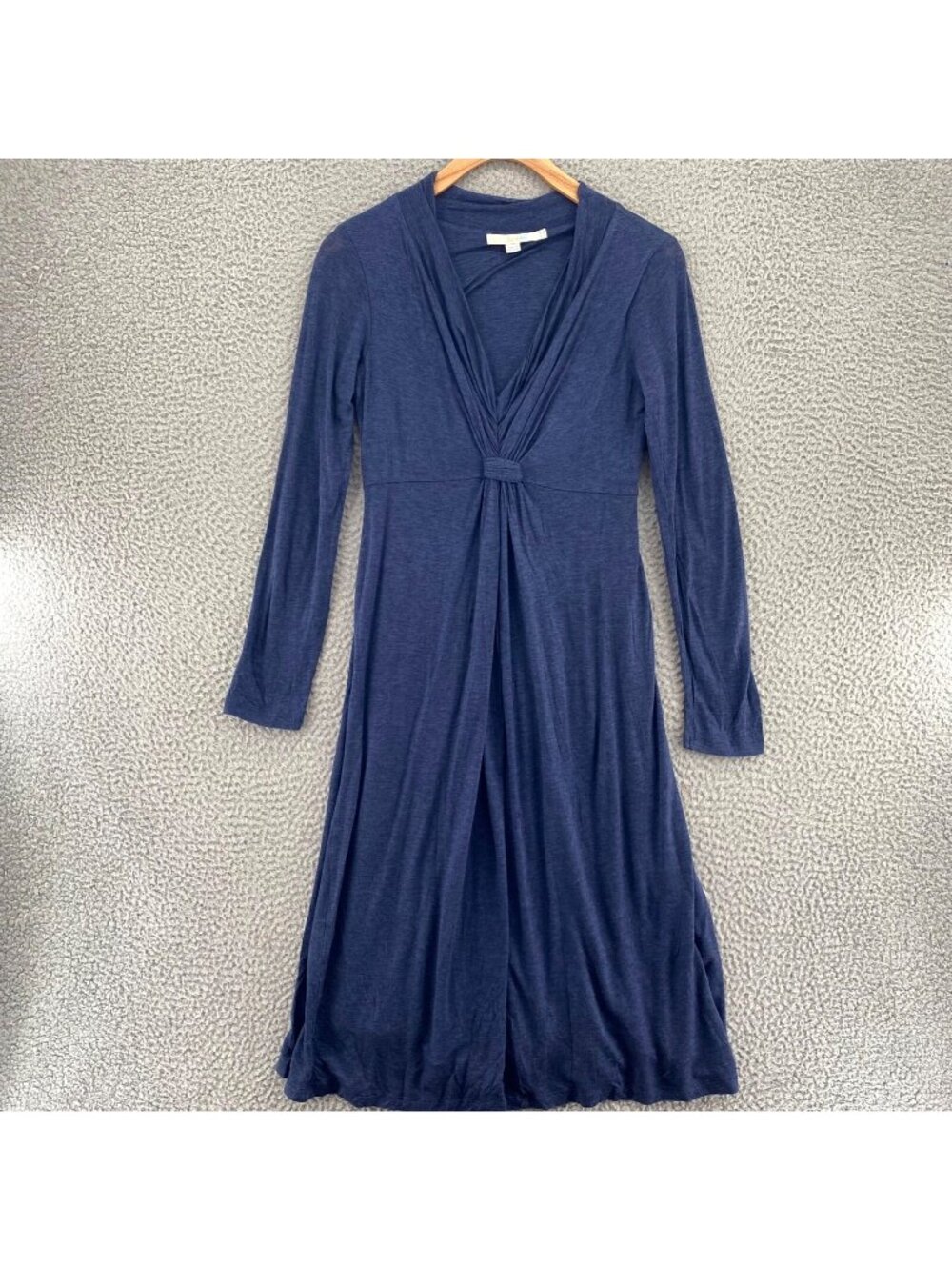 Boden Dress Womens 4L Navy Wool Blend Knit Fit & Flare Plunging V Neck Stretch